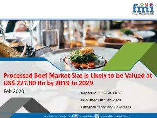Processed Beef Market Size is Likely to be Valued at US$ 227.00 Bn by 2019 to 2029