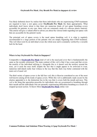 Oxybreath Pro Mask Reviews in Singapore