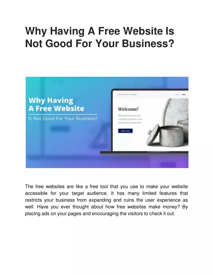 why having a free website is not good for your business