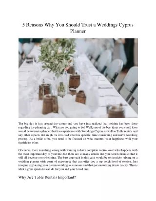 5 Reasons Why You Should Trust a Weddings Cyprus Planner