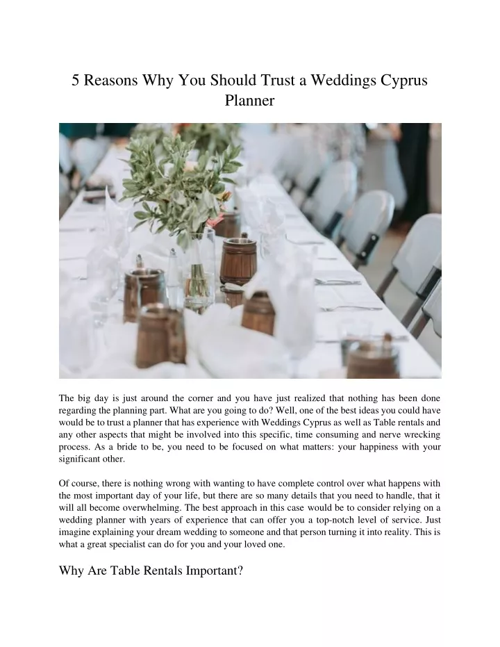 5 reasons why you should trust a weddings cyprus