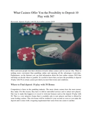 what casinos offer you the possibility to deposit