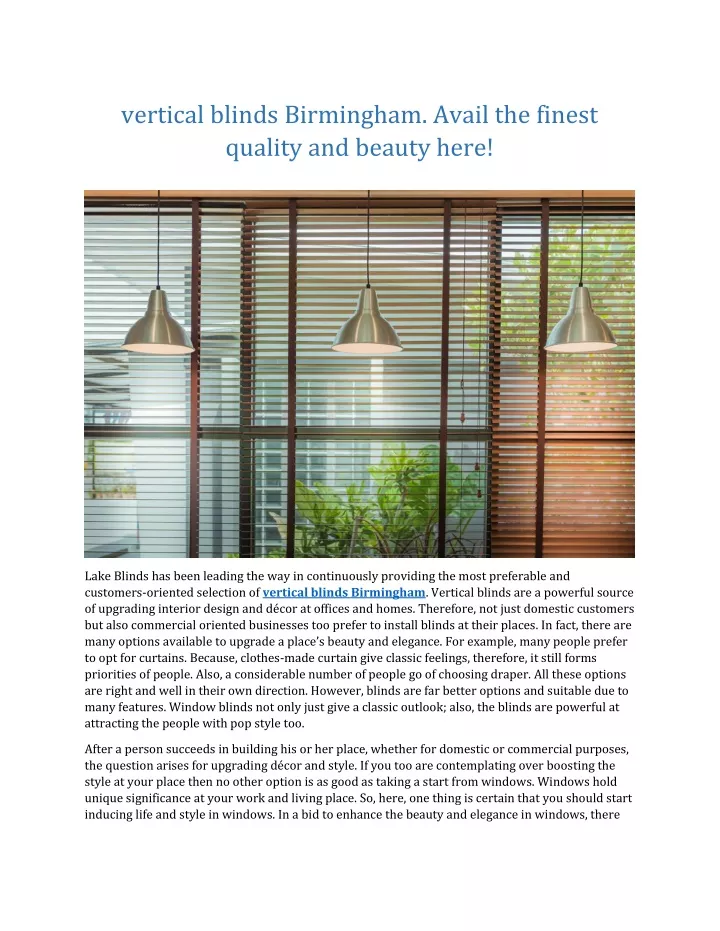vertical blinds birmingham avail the finest