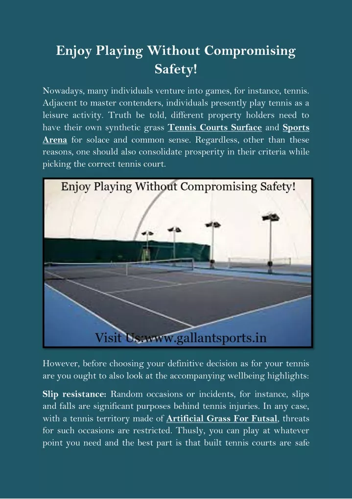 enjoy playing without compromising safety
