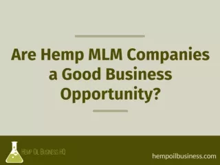 Are Hemp MLM Companies A Good Opportunity?