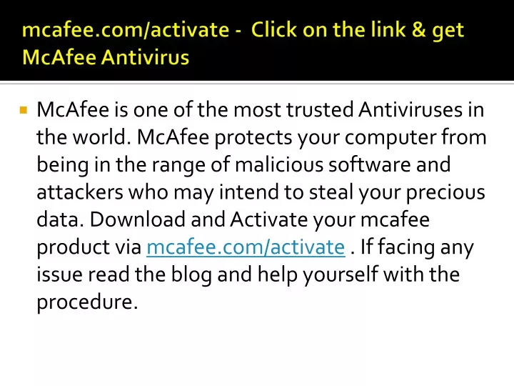 mcafee com activate click on the link get mcafee antivirus