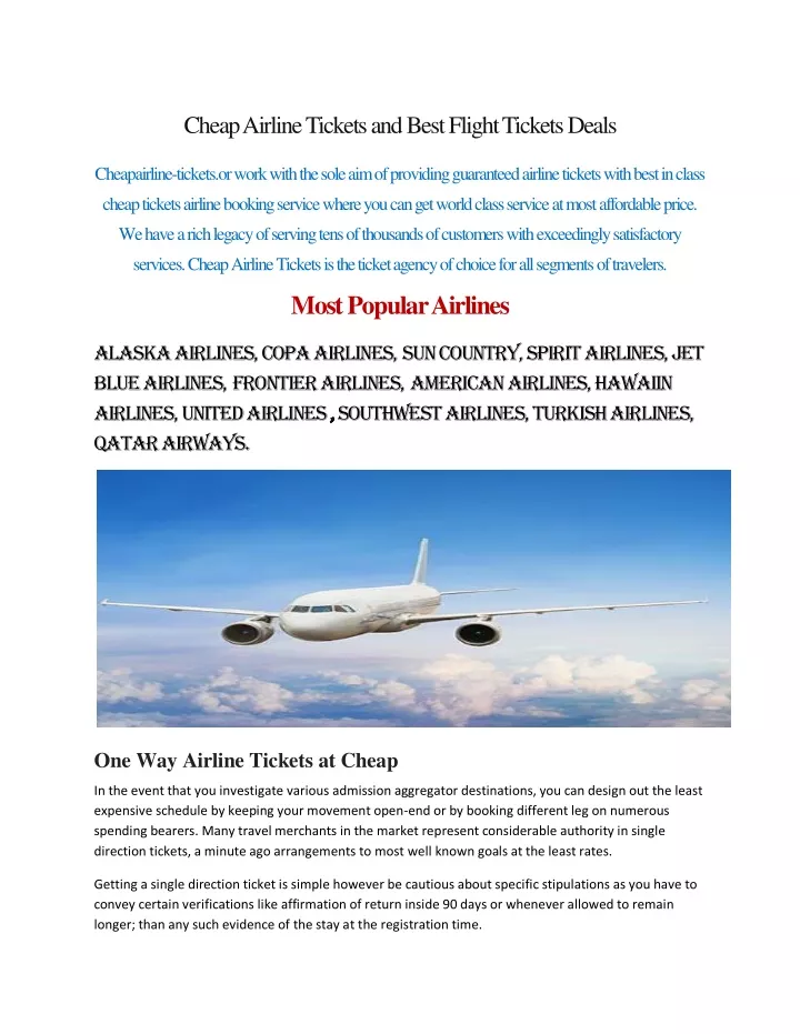 cheap airline tickets and best flight tickets