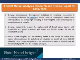Outlook of Forklift Market status and development trends reviewed in new report