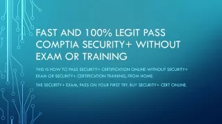 100% PASS CompTIA Security  without exam or training