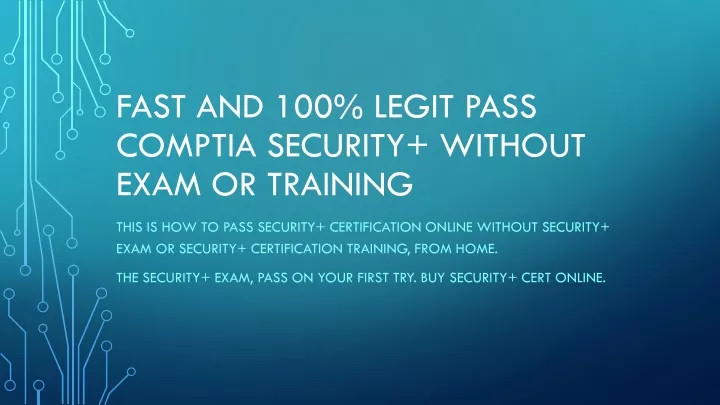fast and 100 legit pass comptia security without