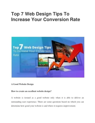 Top 7 Web Design Tips To Increase Your Conversion Rate