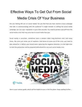 Effective Ways To Get Out From Social Media Crisis Of Your Business