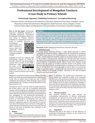 Professional Development of Mongolian Teachers: A Case Study in Primary Schools