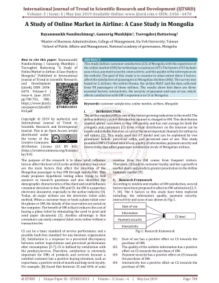 A study of Online Market in Airline: A Case Study in Mongolia