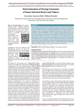 Determination of Drying Constants of Some Selected Roots and Tubers