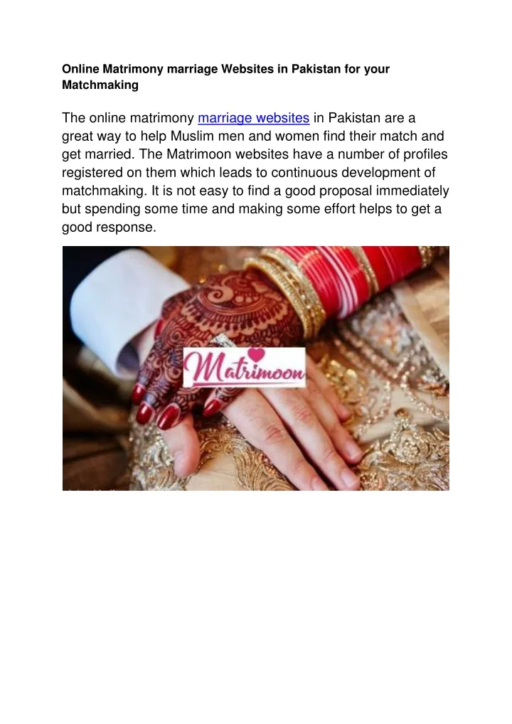 online matrimony marriage websites in pakistan