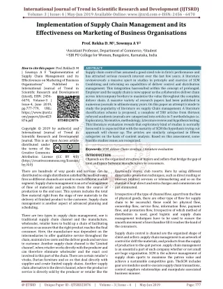 Implementation of supply chain management and its effectiveness on marketing of business organisations