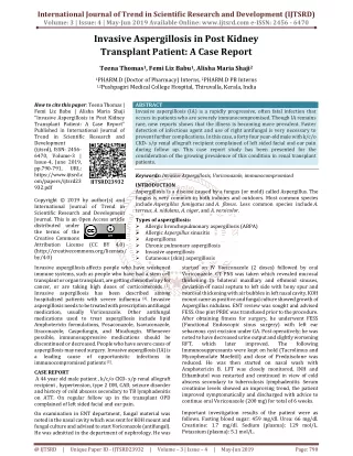 Invasive Aspergillosis in Post Kidney Transplant Patient: A Case Report