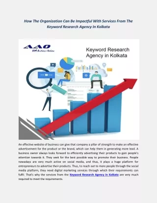 How The Organization Can Be Impactful With Services From The Keyword Research Agency In Kolkata