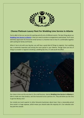 Choose Platinum Luxury Fleet For Wedding Limo Service In Atlanta