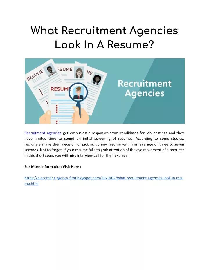 what recruitment agencies look in a resume