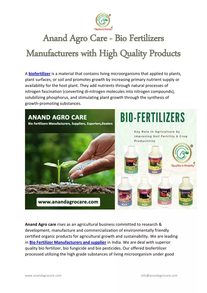 anand agro care anand agro care bio fertilizers