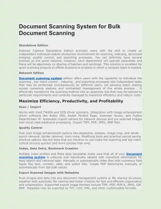 Document Scanning System for Bulk Document Scanning