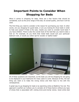 Important Points to Consider When Shopping for Beds