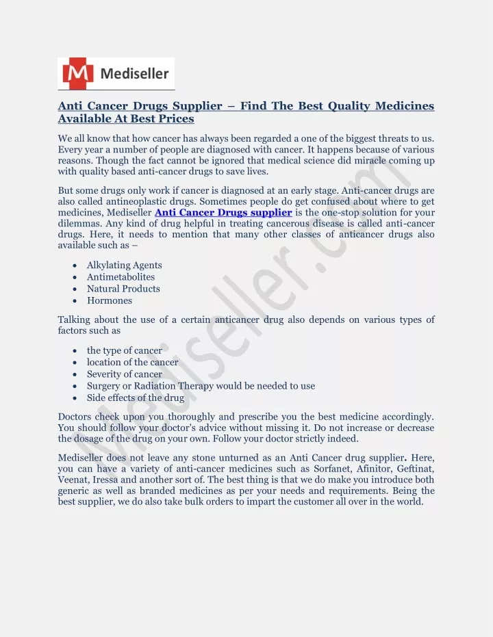 anti cancer drugs supplier find the best quality