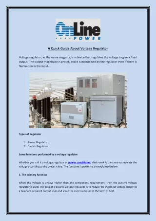 a quick guide about voltage regulator