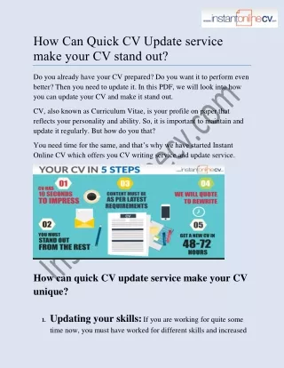 How Can Quick CV Update service make your CV stand out?