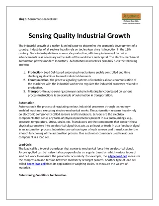 Sensing Quality Industrial Growth