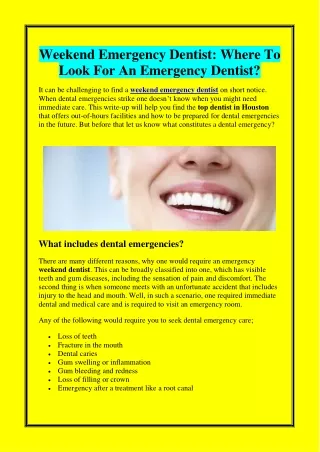 Weekend Emergency Dentist Where To Look For An Emergency Dentist