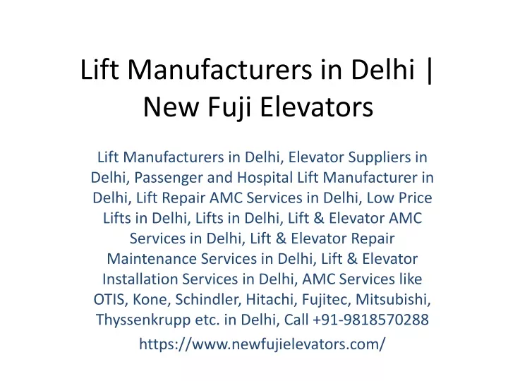 lift manufacturers in delhi new fuji elevators