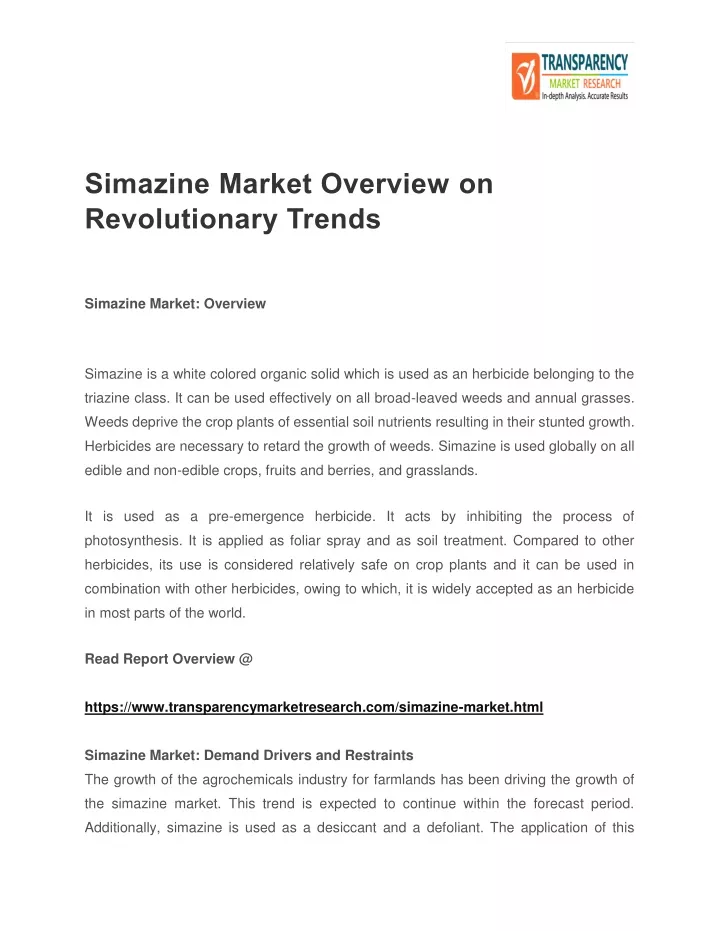 simazine market overview on revolutionary trends