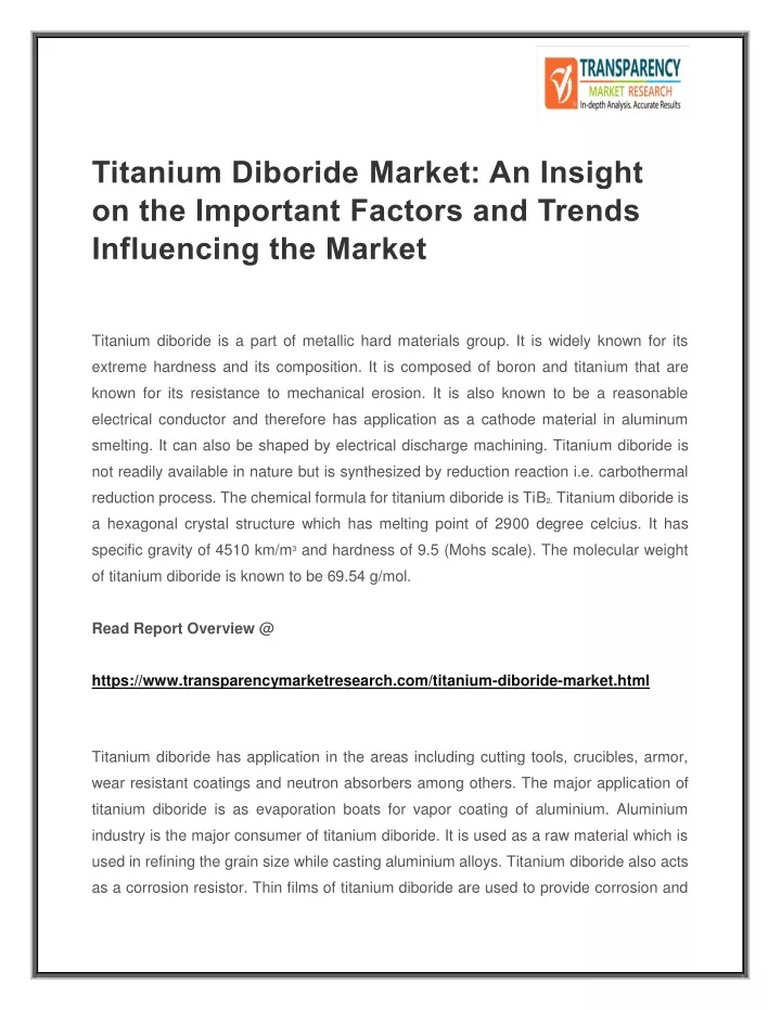 titanium diboride market an insight