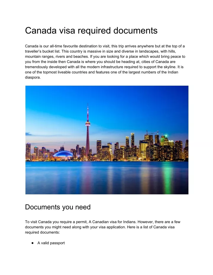 canada visa required documents