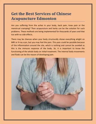 get the best services of chinese acupuncture