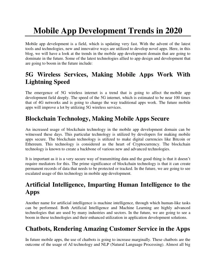 mobile app development trends in 2020