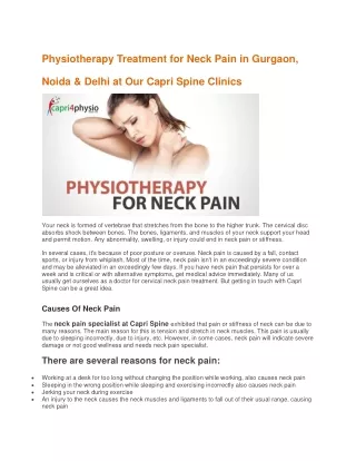 Physiotherapy Treatment for Neck Pain in Gurgaon, Noida & Delhi