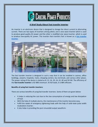 a brief study about fast transfer inverter