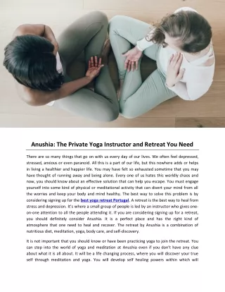 Anushia- The Private Yoga Instructor and Retreat You Need