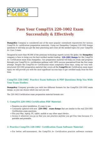 CompTIA 220-1002 [2020] Exam Dumps - Success Secret