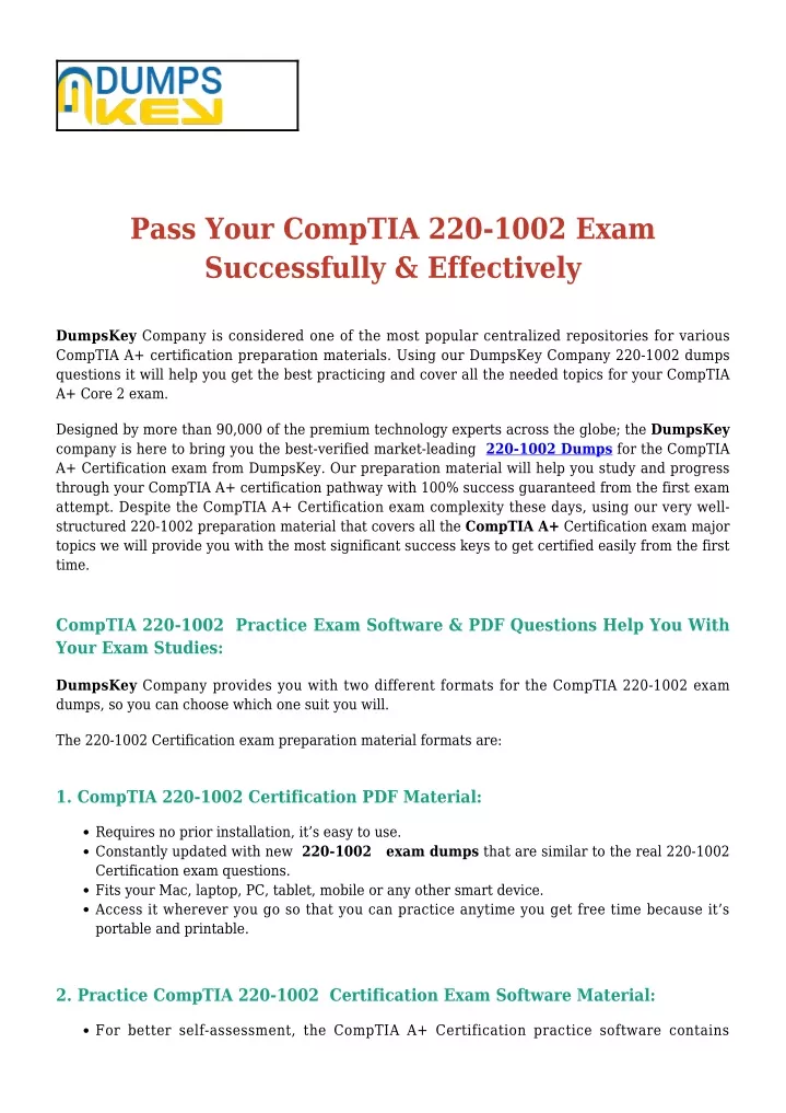pass your comptia 220 1002 exam successfully