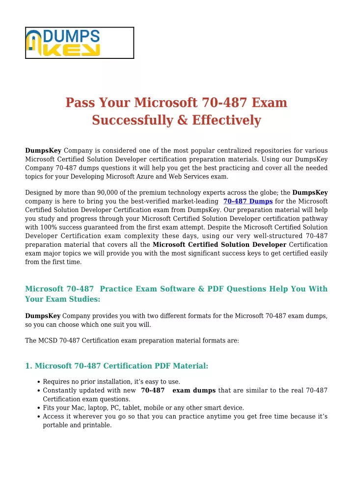 pass your microsoft 70 487 exam successfully