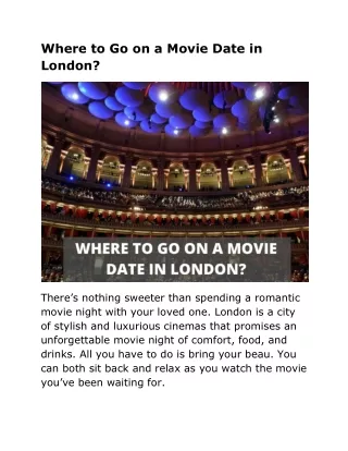 Where to Go on a Movie Date in London?