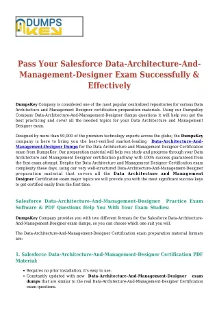 Salesforce Data-Architecture-And-Management-Designer [2020] Exam Dumps - Success Secret