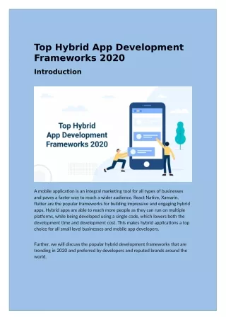 Top Hybrid App Development Frameworks 2020