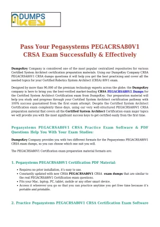 Buy Pegasystems CRSA PEGACRSA80V1 [2020] Exam Dumps - Secret To Pass