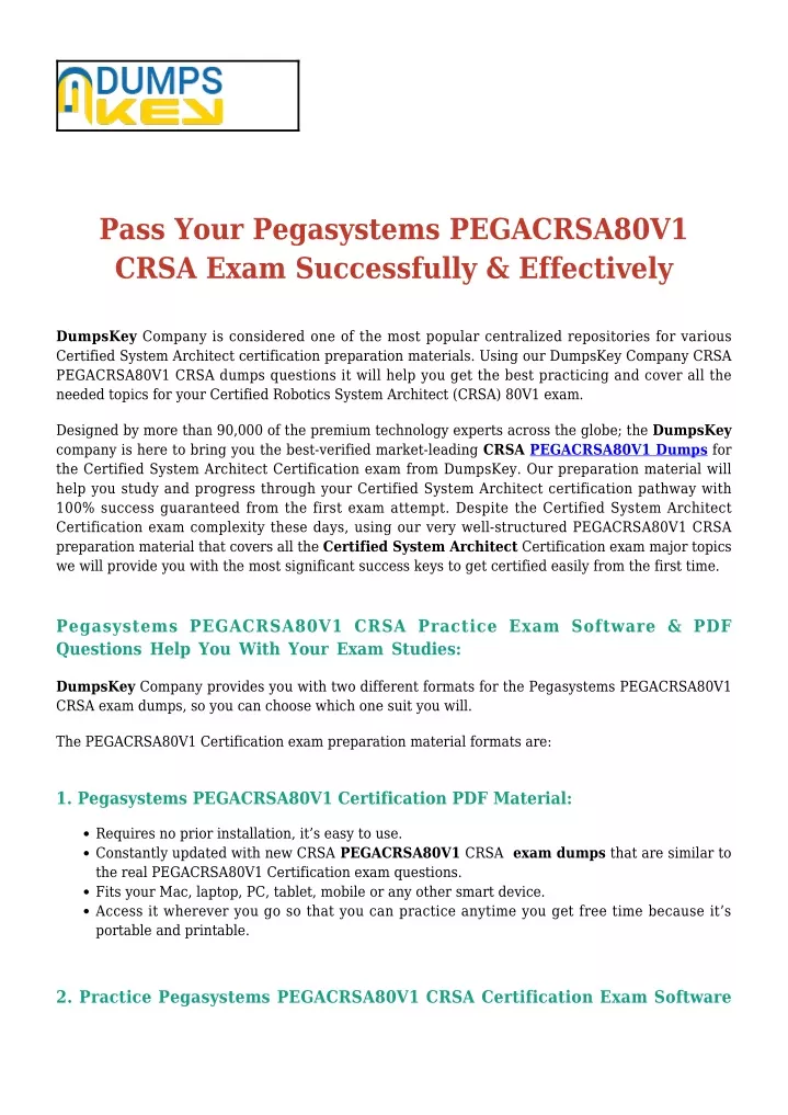 pass your pegasystems pegacrsa80v1 crsa exam